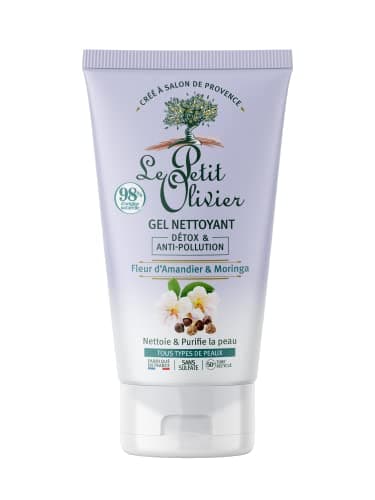 LE PETIT OLIVIER - Gel Nettoyant Détox & Anti-Pollution - Fleur D'Amandier & Moringa - Nettoie & Purifie - Tous Types De Peaux - 98% D'Origine Naturelle - Sans Sulfate - Fabriqué en France - 150 ml