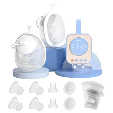 NCVI Tire Lait Électrique Main Libre avec 4 Modes, 9 Niveaux, Silencieux et Anti-reflux, Portable et Rechargeable, Bride 21/24/28mm, Sans BPA, Bleu