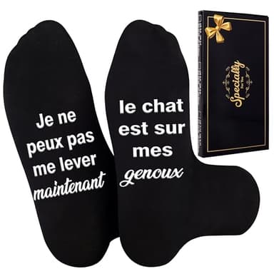 Merclix Chaussettes Chat Homme Rigolote 43-46 Humour Cadeau Chat Rigolo Idee Cadeau Homme Original Anniversaire Noel Humoristique