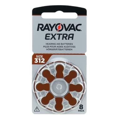 Rayovac Extra 312 Lot de 8 Piles pour appareils auditifs Haute Puissance Zinc Air 1 Carte Blister Marron 312AUX-8XEMF