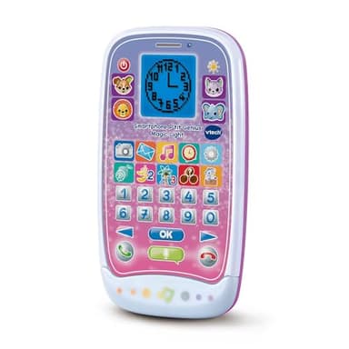 VTech - Smartphone P'tit Genius Magic Light Rose, Téléphone Jouet avec Écran Rétroéclairé, 10 Activités et Jeux Éducatifs, Effets Lumineux, Cadeau Enfant de 2 Ans à 6 Ans - Contenu en Français