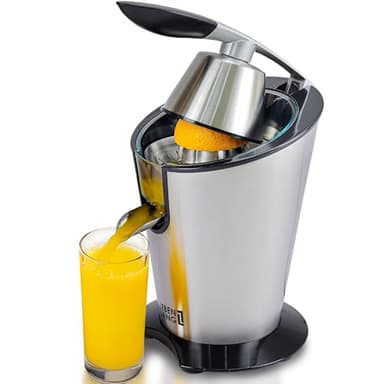 LEBENLANG Presse agrume electrique 600W - Cône en acier inoxydable & sans BPA inclus I Presse-agrumes électriques I Juicer orange machine Presseur agrumes electriques Jus de fruit d'orange automatique