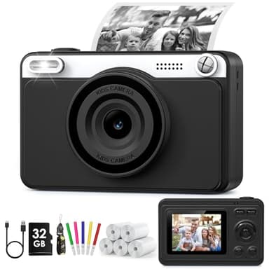 GREENKINDER Appareil Photo Instantané, 2.4" Écran Appareil Photo Enfant avec 32GB & 5 Rouleaux de Papier d'impression, Cadeau Jouet pour Enfant Garçons Filles 3-14 Ans
