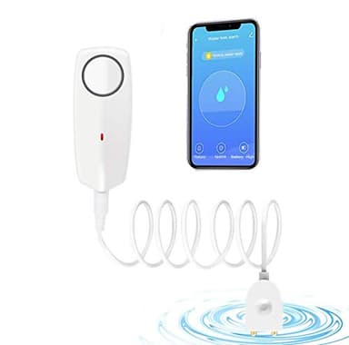 JaneEyre Détecteur de fuite d'eau Détecteur d'inondation Alarme d'eau Détecteur d'eau sans fil avec son d'alarme de 80 dB, notification push sur l'application Tuya Smart/Smart Life