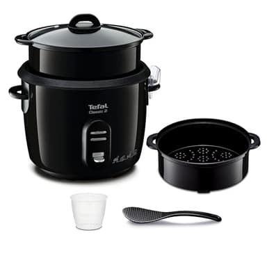 Tefal Classic 2 Cuiseur à riz, 5 L, 1,5 kg de riz, Automatique, Maintien au chaud, Sans surveillance, Cuve antiadhésive, Nettoyage facile, Panier vapeur, Noir RK103811