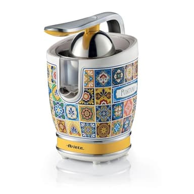 Ariete 413, Positano, Presse-agrumes Électrique avec Corps et Levier en Métal, Bec verseur anti-goutte et Moteur Silencieux pour un Extraction Professionnelle, 2 Cônes pour Petits et Grands Fruits