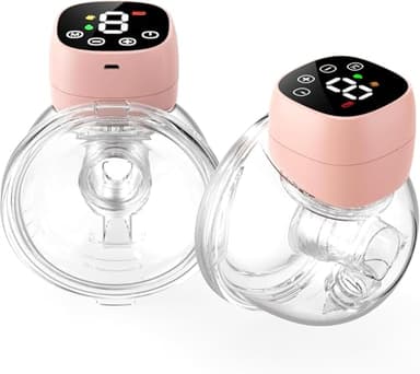 Tire-Lait Électrique Portable, Fonctionnement Ultra-Silencieux avec Autonomie Prolongée, Rechargeable, Design Mains Libres, 9 Niveaux/3 Modes, Sans BPA (Lot de 2) (Rose)