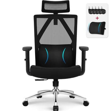 Daccormax Chaise Bureau Confortable,Chaise de Bureau Ergonomique,Fauteuil de Bureau 200KG,Siège Bureau avec Coussin en Mousse à Mémoire