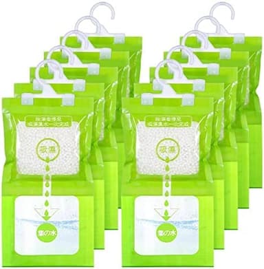 Glovios Lot de 10 sacs de déshumidification pour armoire, cuisine et salle de bain, granulés absorbants d'humidité, protection contre les moisissures et les odeurs, sacs déshumidificateurs pour pièces