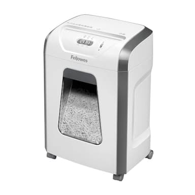 Fellowes Destructeur de Document FS-12C, destructeur de Papier avec agrafes, Trombones et Carte de crédit, Coupe croisée, Corbeille extractible 19L, Capacité : 12 Feuilles, Noir, 5020101 Blanc