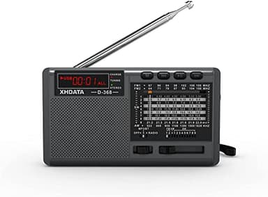 XHDATA D368 Radio Portable FM/AM/SW, Radio à Piles Survie (Rechargeable) avec TF/USB/MP3/Bluetooth, Idéale pour Urgences, Cadeaux et Famille
