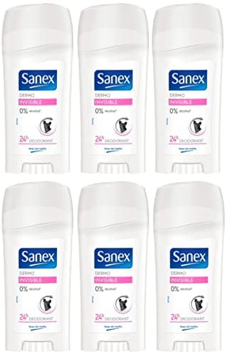 Sanex Dermo Invisible 24H Lot de 6 déodorants en stick 65 ml