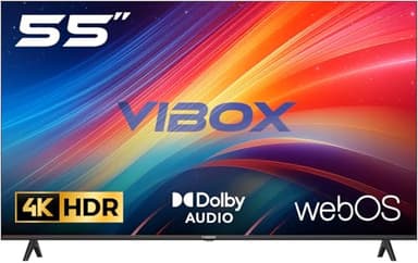 VIBOX UHD 4K 55 Pouces Smart TV | WebOS | HDR10 | 3X HDMI, 2X USB | Dolby Audio| Compatible Fixation Murale | Télécommande gestuelle avec Commandes de Streaming