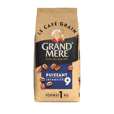 GRAND MERE - CAFE GRAINS 1 KG PUISSANT - Intensité 9 - Arabica & Robusta