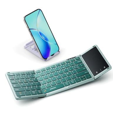 seenda Clavier Bluetooth Pliable - AZERTY Mini Portable Clavier sans Fil avec Pavé Tactile,Rechargeable,Pleine-Taille,3 Canaux Bluetooth,pour Windows iOS Android Tablette iPad
