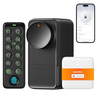 SwitchBot Lock Pro WiFi avec Clavier Tactile, Serrure Électronique Bluetooth, Étanchéité IP65, S'adapte à Votre Cylindre Existant, Compatible avec Matter, Alexa et Google