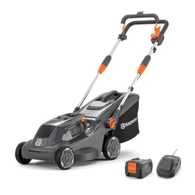 Husqvarna Aspire LC34-P4A Tondeuse à Gazon sans Fil avec Batterie 18 V et Chargeur, pour 500 m² de Surface de pelouse I Tondeuse à Gazon électrique (Panier collecteur de 30 l, Largeur de Coupe 34 cm,