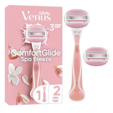 Gillette Venus Rasoir Pour Femme ComfortGlide Spa Breeze, Manche Réutilisable, Lot De 2 Recharges A 3 Lames, Sans Besoin De Gel A Raser, 1 Rechange Par 30 Jours De Rasage, Conçu Pour Corps Et Poils
