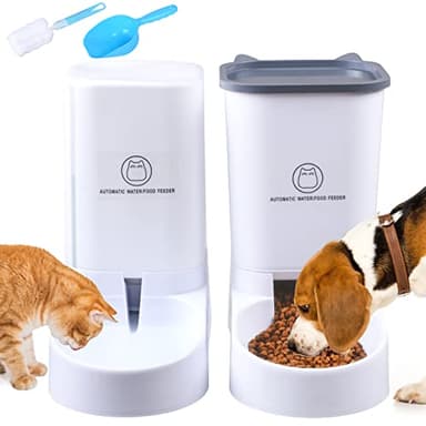 OBOVO Mangeoire Automatique pour Chat et Chien - 3,8 l - Distributeur d'eau- Ensemble de 2 distributeurs de Nourriture