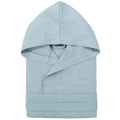 Peignoir unisexe nid d’abeille pour homme et femme en coton, avec capuche, poches et ceinture – Léger, absorbant, respirant – Idéal pour la maison, le spa, la piscine, la salle de sport et les voyages