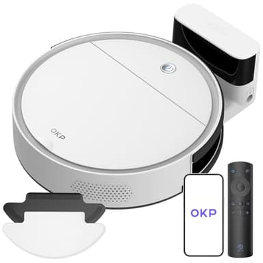OKP Aspirateur Robot, Robot Aspirateur Laveur 3 en 1, Mince Silencieux Connecté WiFi/Bluetooth/Alexa/App, Auto-Charge, 120min d'Autonomie, Idéal pour Poils d'animaux Sols Tapis, K5B