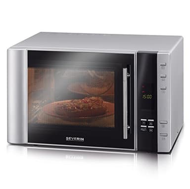 SEVERIN Four à micro-ondes 30 L, 2 500 W, avec fonction gril et chaleur tournante, avec 5 niveaux de puissance, 10 programmes automatiques, Inox/Noir, MW 7775