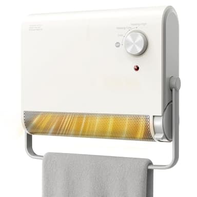 Chauffage Électrique de Salle de Bain 2000W, Radiateur Mural Silencieux avec Ventilateur Céramique, Sèche-Linge, Faible Consommation, 3 Modes de Chauffage, Adapté à la Salle de Bain (IPX2)