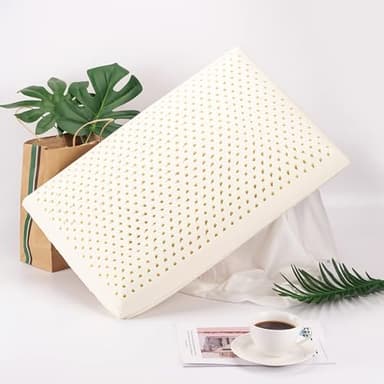 Talatex Oreiller Dunlop 100 % latex naturel, aide à soulager la pression et les douleurs au cou et aux épaules, sans produits chimiques toxiques en mousse à mémoire de forme