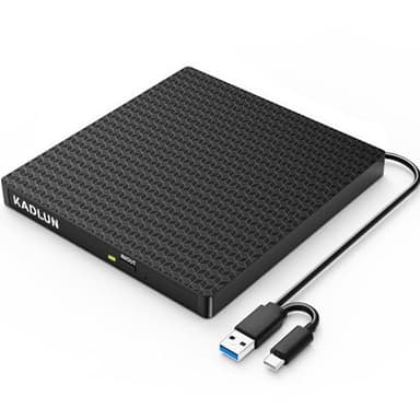 Kadlun Lecteur CD/DVD Externe pour PC, USB 3.0 et Type-C USB-C Graveur DVD Externe,Lecteur CD Externe Portable CD/DVD -/+RW Externe pour Laptop/PC/Desktops/MacBook/Win11/10/8/7/XP/Vista/Linux/MacOS