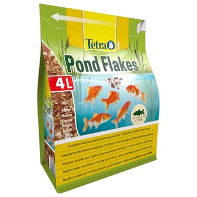 Tetra Pond Flakes – Aliments complets en Flocons pour les poissons de Bassin de Jardin et d’Ornement - Adaptés aux poissons de petite taille, Jeunes Poissons, Poissons Craintifs – 4 L
