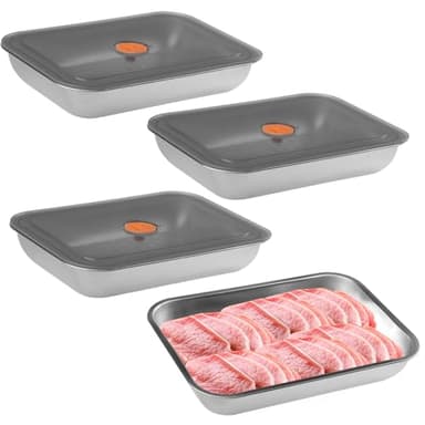 wocpvm 4 Pièces Boîtes de Conservation Alimentaire en Acier Inoxydable Boite de Rangement Cuisine avec Couvercle Boite Alimentaire Hermetique Inox pour Cuisine et Congélateur