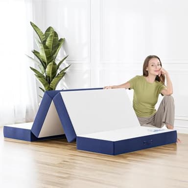 Doubleslee Matelas Pliable 2 Places 140x200 | Épaisseur 15cm | Matelas Pliant d'appoint | 6in Matela Mousse Pliable | Mousse Confortable | Housse Lavable | pour Camping, Voiture, Voyages, Exterieur