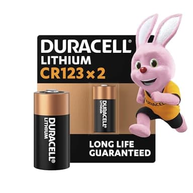 DURACELL CR123 Piles au lithium haute puissance 3V (CR123A / CR17345) (lot de 2) – longue durée – Pour appareils photos, lampes de poche, détecteurs de fumée