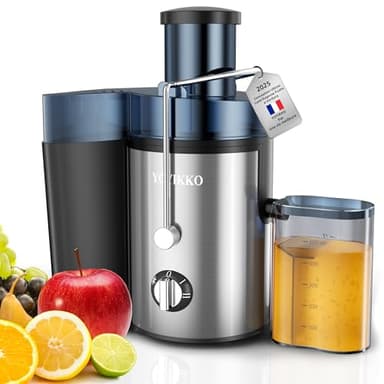 Centrifugeuse Extracteur de Jus, 3 vitesses, extracteur Frutta e Verdura 800W avec bouche de 75 mm de large, facile à nettoyer, acier inoxydable sans BPA (argent-58)