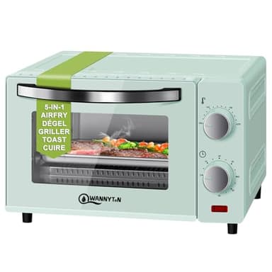 WANNYTON Mini Four 10L, 650W, Four Électrique avec Minuterie Réglable Jusqu'à 60 min, Température entre 100-230°C, Grille de Cuission