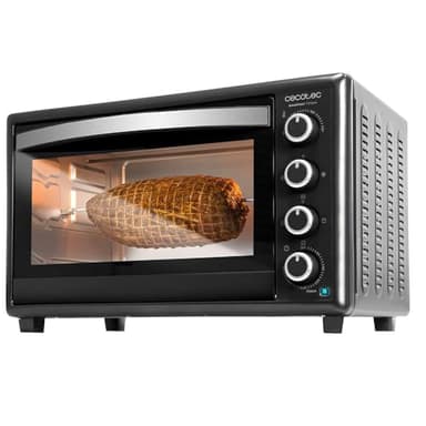 Cecotec Four de comptoir Bake&Toast 4600 Noir Gyro, 46 L, 2000 W, 12 fonctions de chauffage combinables, Comprend une broche rotative, Bac récupérateur de miettes.