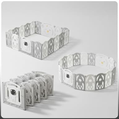 Parc Bébé Modulable 145x145 CM – Entreprise Française - Grand Parc Bébé Pliable Gris et Blanc – Aire de Jeu Sécurisée pour Enfant – Parc Modulable Bébé Évolutif – Parc Facile à Installer