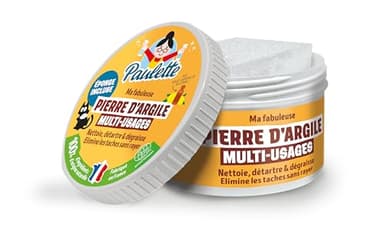 Paulette – Pierre Multi-Usages - Multi-Surfaces - 100% Naturel, Certifié Ecocert - Fabriqué en France - Parfum Citron – Boite 300g