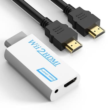 GoldOars Adaptateur Wii vers HDMI, Câble de 1,5m, Résolution 1080/720, Sortie Audio 3,5mm, Plug and Play pour TV Modernes (Blanc)