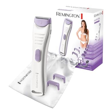 Remington Tondeuse Femme intime [Précision et Confort] Tondeuse maillot (Rechargeable, fine & légère, pour voyage, Anti-irritations, Sabots: 2 et 4mm, Batterie Lithium, étanche, Pochette) BKT4000