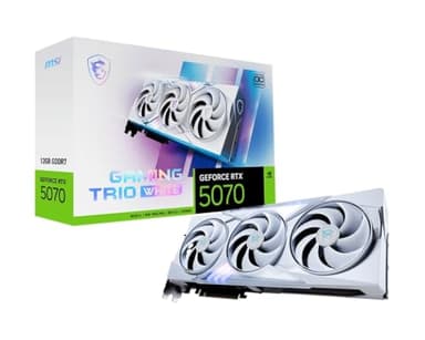 MSI NVIDIA GeForce RTX 5070 12G Gaming Trio OC White Carte Graphique - 12 Go GDDR7 (28 GB/s, 192-bit), PCIe 5.0 - TRI FROZR 4 (3 x Ventilateurs STORMFORCE) - RGB - HDMI 2.1b, DisplayPort 2.1b
