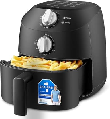 Midea friteuse à air chaud 2L, 1150 W, friteuse sans huile, friteuse à air chaud, arrêt automatique, sans huile, facile à nettoyer, sans BPA, noir
