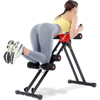 GUUG Machine Abdo Pliable Multifonction: Appareil Abdominaux et Musculation à Domicile Entraîneur Abdominal pour Femmes et Hommes Rouge