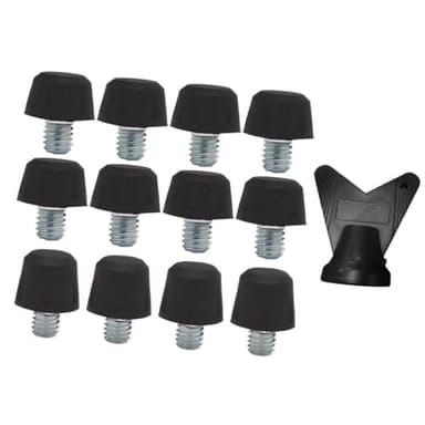 pistro Lot de 12 Crampons de Football Filetés M6-8mm et 11mm avec Clé - pour Terrains Secs, Synthétiques et Herbe- Noir