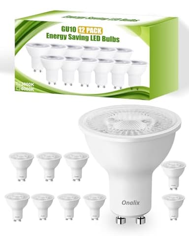 Onalix Ampoules LED GU10 5W Lot de 12, Équivalent 50W Halogène, 550LM 3000K Blanc Chaud, Angle 120°, Non Dimmables, Économie d’Énergie, Éclairage LED pour Salon, Chambre, Cuisine et Bureau