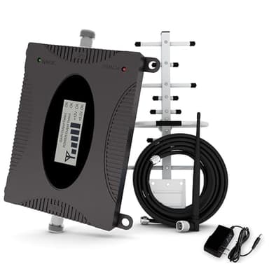 Amplificateur 4G,Amplificateur GSM,Amplificateur Reseau Mobile,Couverture jusqu'à 500㎡-67dB avec antenne Yagi et câble d'alimentation de 12m pour Une Utilisation à la Maison ou au Bureau