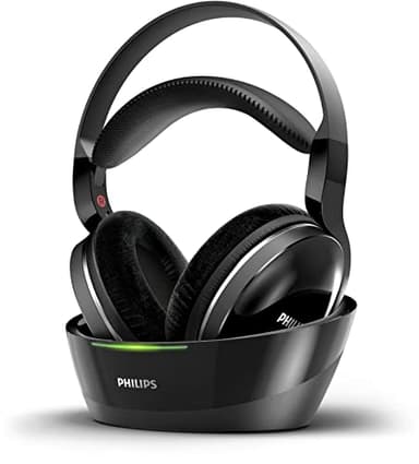 Casque Philips circum-aural sans fil pour téléviseur SHD8850/12 casque HiFi sans fil (excellent son haute résolution, portée utile 30 m, base de recharge, coussinets en velours) noir