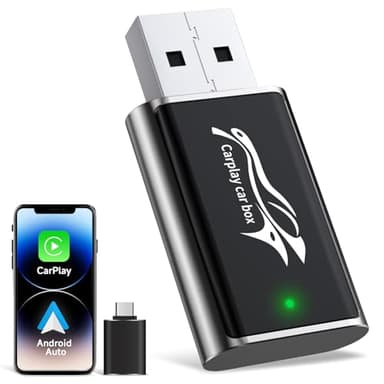 Adaptateur Carplay sans Fil pour iPhone, Facile à Brancher et à Jouer, Mini et Stable, Adaptateur Android Auto sans Fil Convertissez Le Filaire en Wireless pour Voitures 2016+, iOS 10+, Android 11+