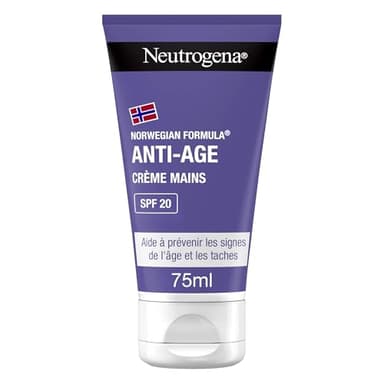 Neutrogena – Crème Mains Anti-Âge SPF 20 Formule Norvégienne (tube de 75 ml) – Crème hydratante pour les mains contre les signes visibles de l'âge et les taches – Soin des mains au parfum délicat