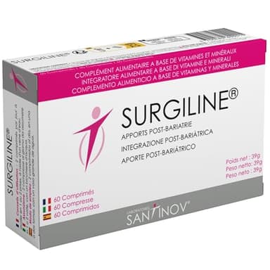 SANTINOV - SURGILINE - Comprimés Post Bariatrie - Sleeve Gastrectomie, by-pass, anneau gastrique - 2 complémentations en une : vitamines et minéraux + magnésium